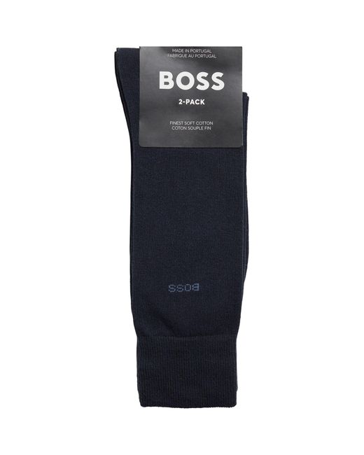 Boss Blue 2 Pack Plain Socks for men