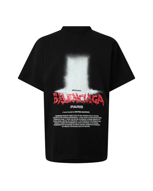Balenciaga Black Bal Sticker Tee Sn64 for men