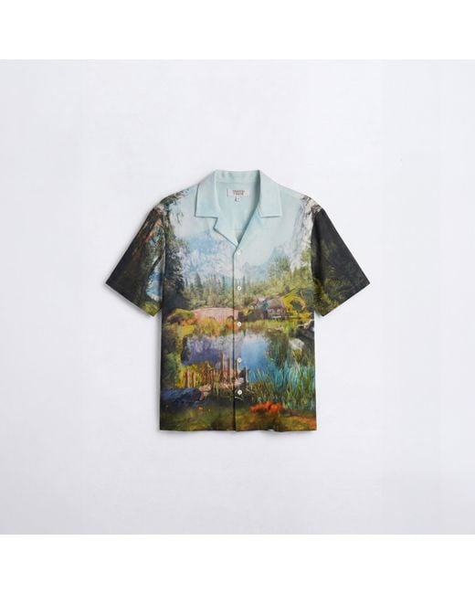 Twisted Tailor Blue Lorcan Landscape Print Revere Shirt for men