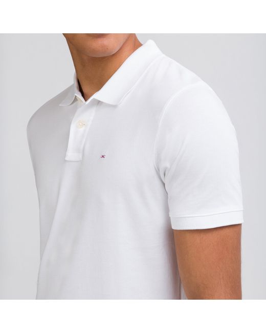 Eden Park White Stretch Pima Cotton Polo for men
