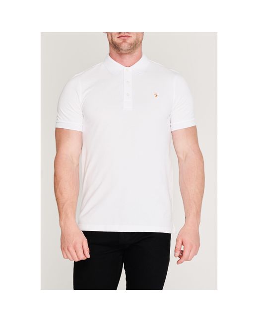 Farah White Blanes Short Sleeve Polo Shirt for men