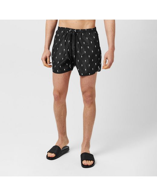 Neil Barrett Black Micro Bolt Shorts for men