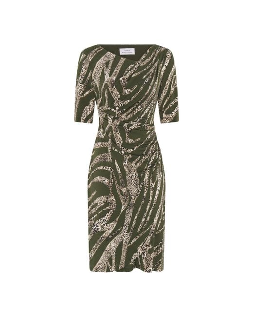 Gina Bacconi Green Hettie Animal Print Jersey Dress