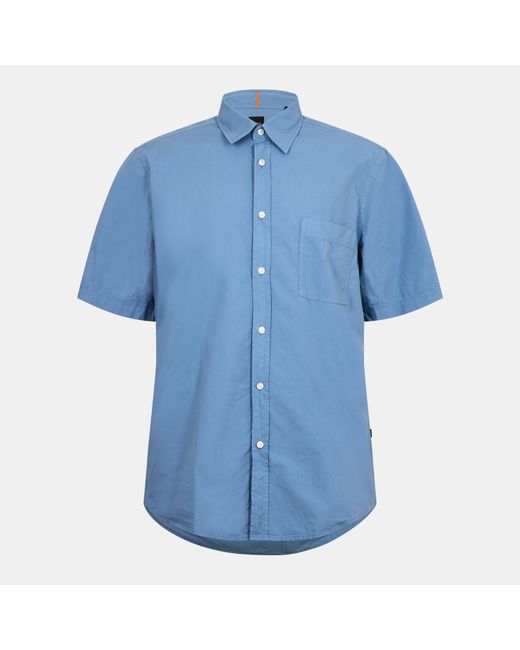 Boss Blue Short Sleeve Oxford Shirt for men
