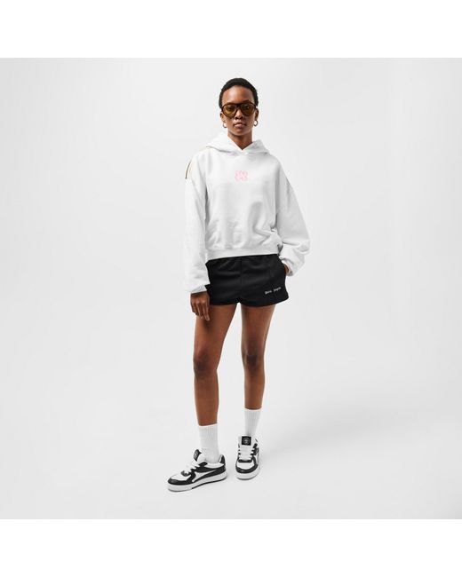Palm Angels White Neon Cropped Pull Over Hoodie
