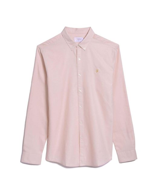 Farah Pink Brewer Slim-Fit Shirt for men