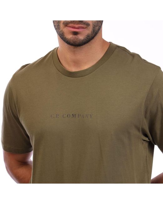 C P Company Green 30/1 Jersey Logo T-Shirt for men