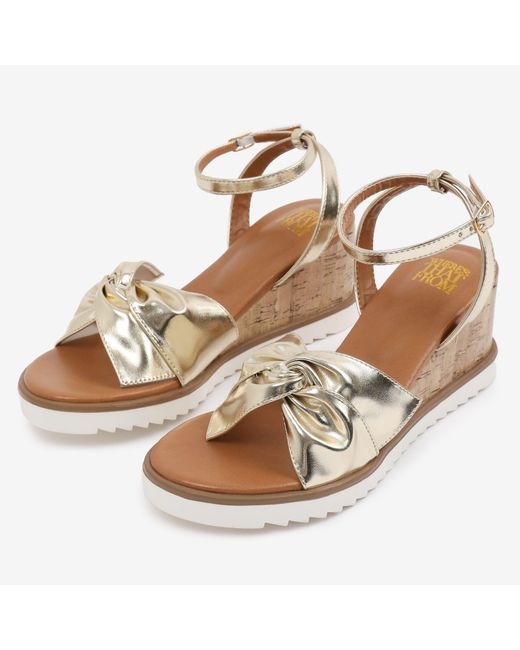 Where's That From Metallic Pu Katara Knot Detail Wedge Shoes