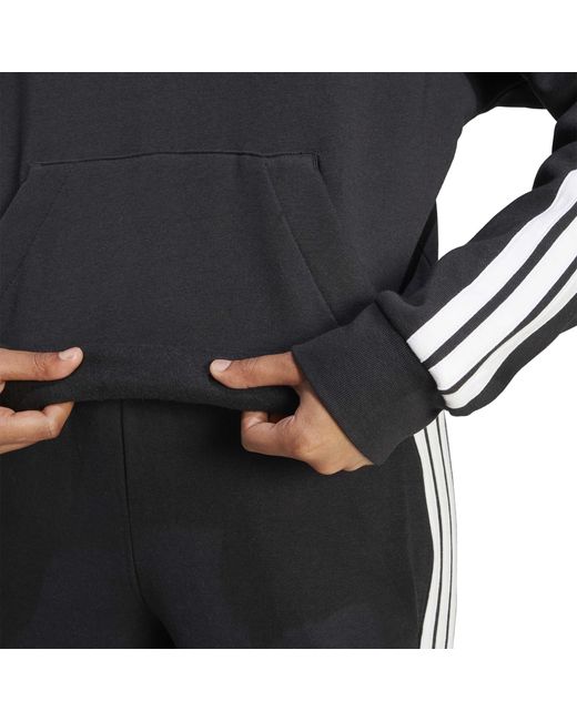 Adidas Black Essentials 3-Stripes Fleece Hoodie