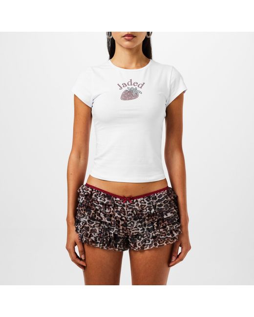 Jaded London White Lucia Diamante Baby Tee