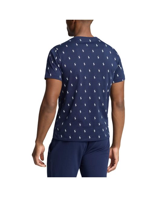 Polo Ralph Lauren Blue All Over Pony Cotton Short Sleeve T-Shirt for men