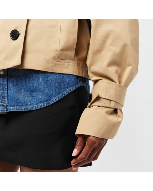 EDITED Natural Rosa Lightweight Cropped Double Breasted Cotton Long Sleeve Trench Coat