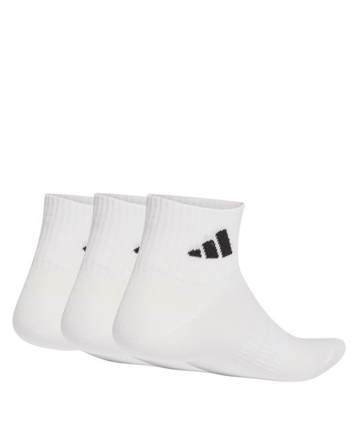 Adidas White Thin And Light 3Pk Ankle Socks Ladies