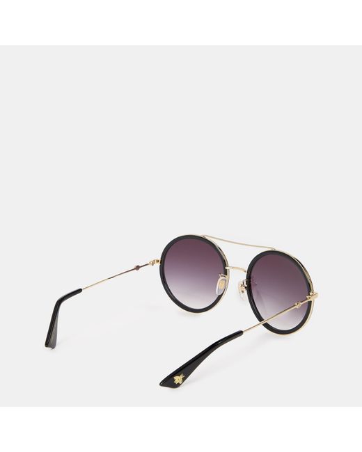 Gucci Purple Stripe Round Pilot Sunglasses