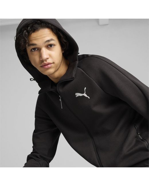 PUMA Black Evostripe Full Zip Fleece Fabric for men