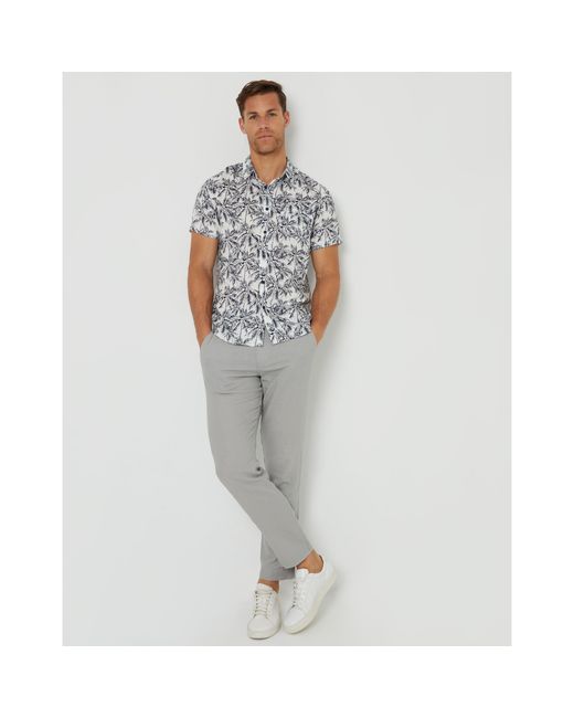 Threadbare Gray Dormy Short-Sleeve Patterned Shirt for men