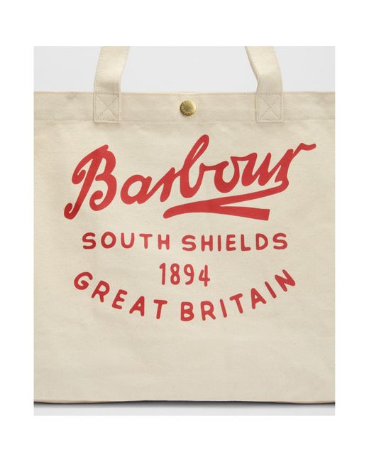 Barbour White Script Tote Bag