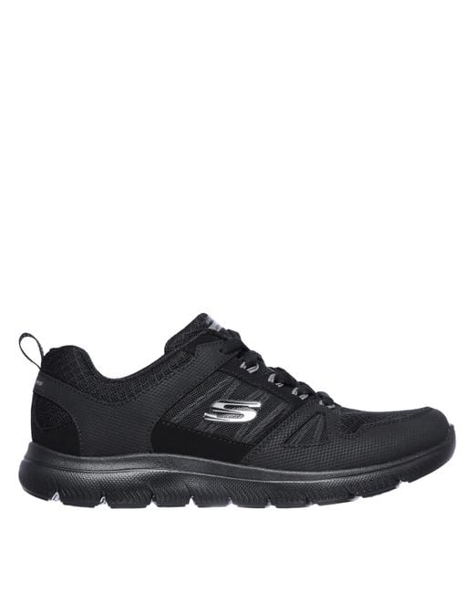 Skechers Black Mesh Qtr Lace Up W Mf Low Top Trainers