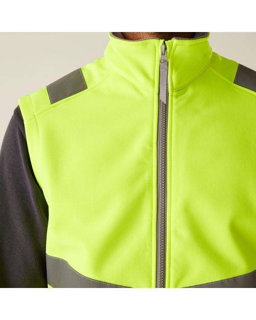 Regatta Green Hi-Vis Pro Contract Ablaze Softshell Bodywar for men