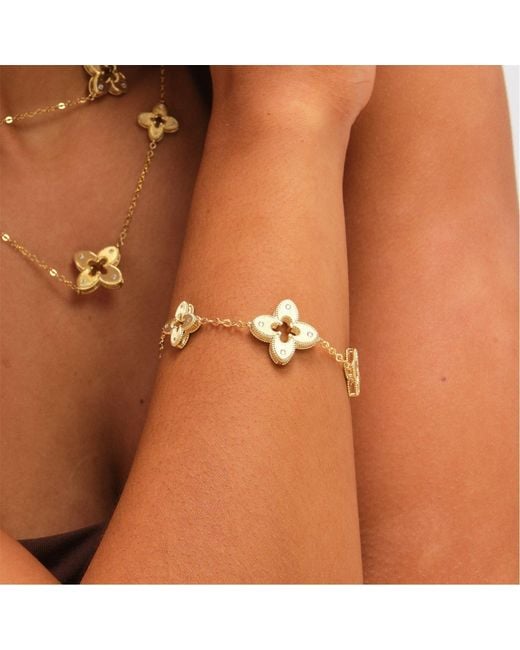 Jon Richard Metallic Plated Textured Crystal Clover Bracelet