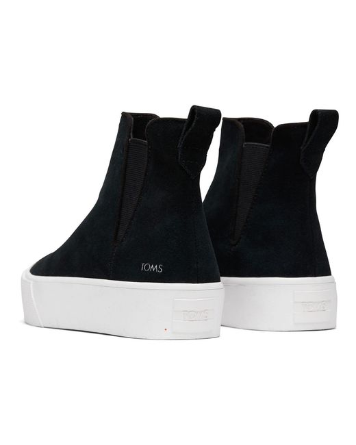 TOMS Black Ladies Fenix Suede Platform Ankle Boots