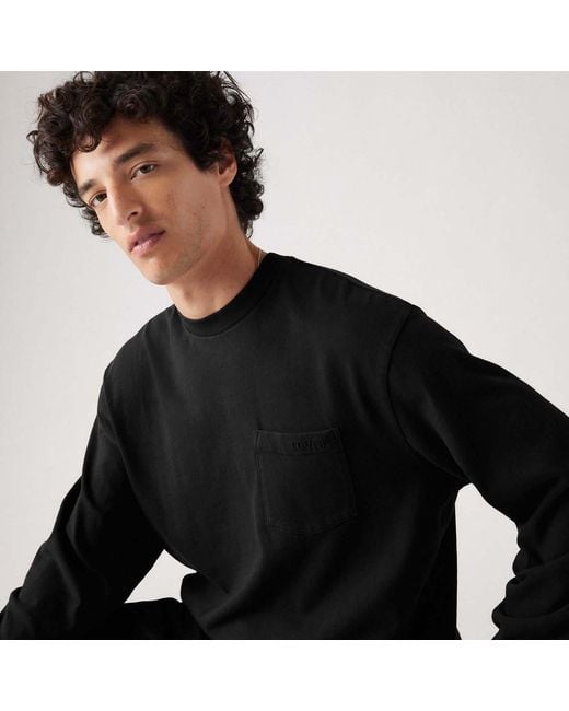 Levi's Black Authentic Pocket Long Sleeve T-Shirt for men