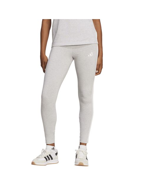 Adidas Gray Essentials 3 Stripe Leggings