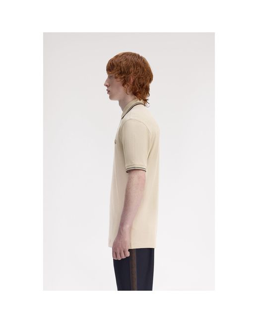 Fred Perry Natural Short Sleeve Twin Tipped Polo Shirt for men