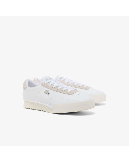 Lacoste White Aura Leather Low-Top Trainers for men