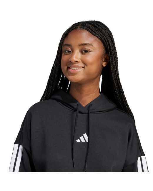 Adidas Black Essentials 3-Stripes Fleece Hoodie