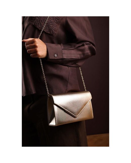 Where's That From Black Wheres Metallic Clutch Bag With Flap Closure