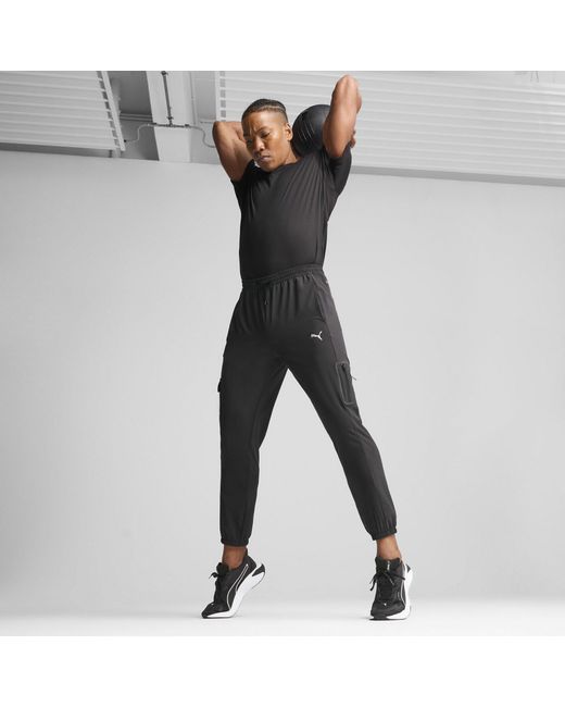 PUMA Black Flex Open Hem Woven Joggers for men