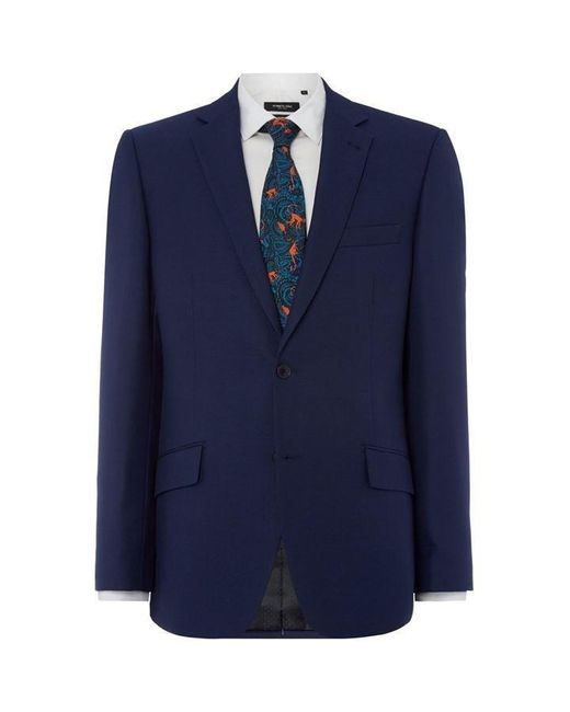 Turner and Sanderson Blue Saxon Tailored Fit Textured Suit Jacket for men