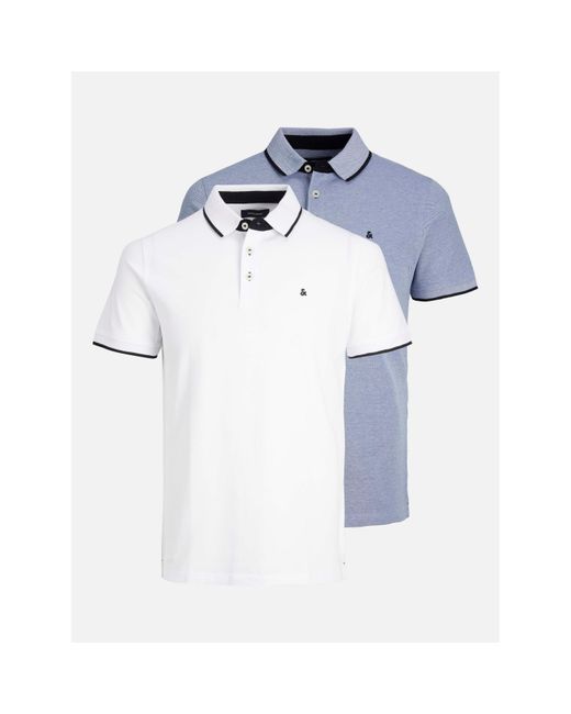 Jack & Jones Blue Paulos Pack Short Sleeve Polo Shirt for men