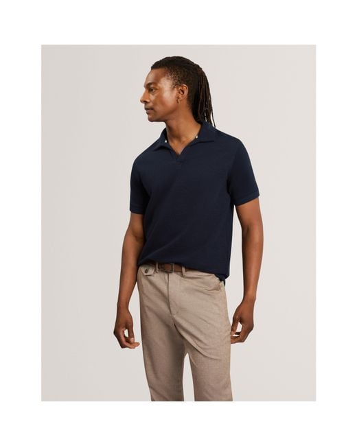 Ted Baker Blue Ted Ss Waffle Polo Sn64 for men