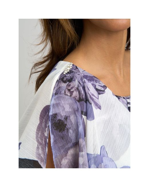 Gina Bacconi Blue Rena Midi Printed Tiered Chiffon Dress