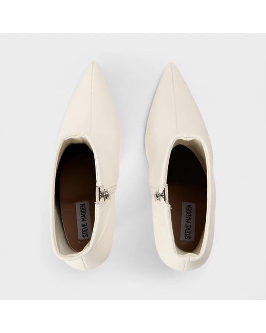 Steve Madden White Stiletto Heel Ankle Boots With Almond Toe