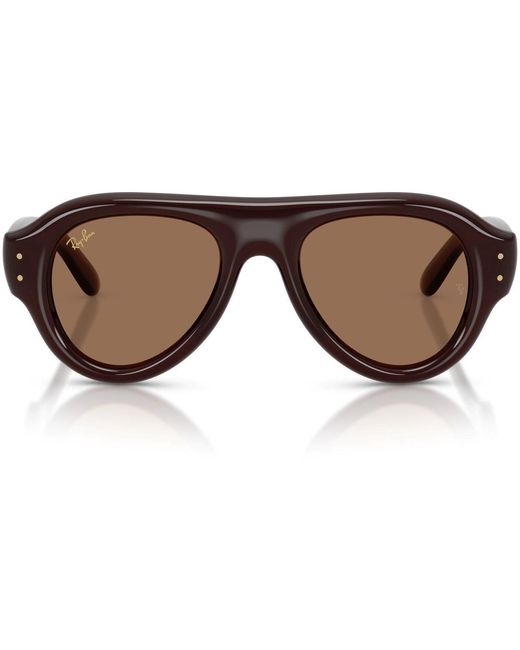 Ray-Ban Brown Pilot Puffer Round Sunglasses