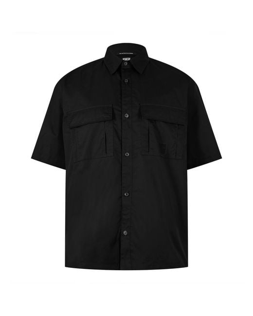 CP COMPANY METROPOLIS Black Short-Sleeve Oxford Shirt for men