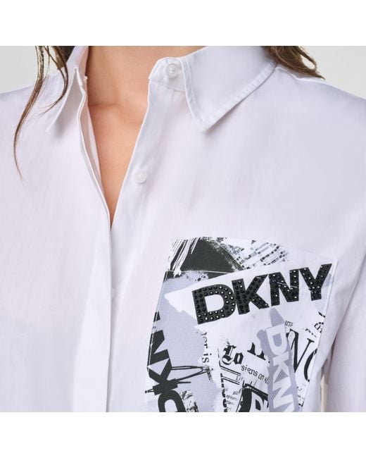 DKNY White Pockt Print Ld64