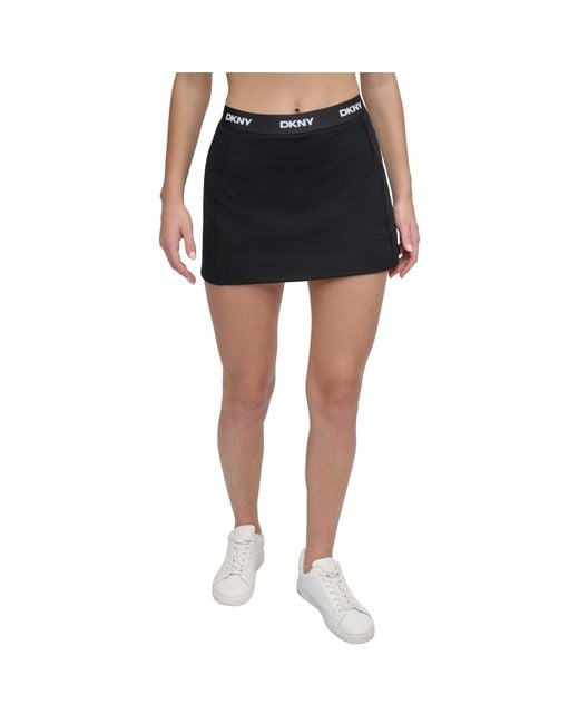 DKNY Black Logo Elastic Compression Skort