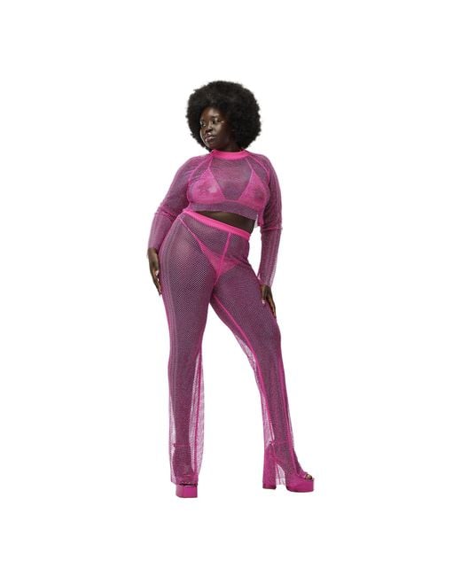 Adidas Pink X Ivy Park Crystal Mesh Cover-Up Trousers