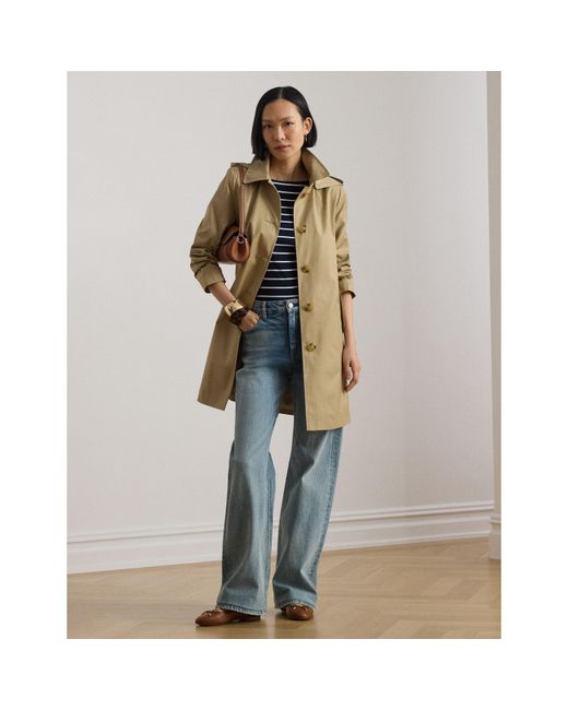 Ralph Lauren Natural Genuine Leather Structured Trench Coat