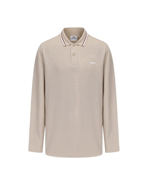 Slazenger 1881 Gray Long Sleeve Tipped Polo for men