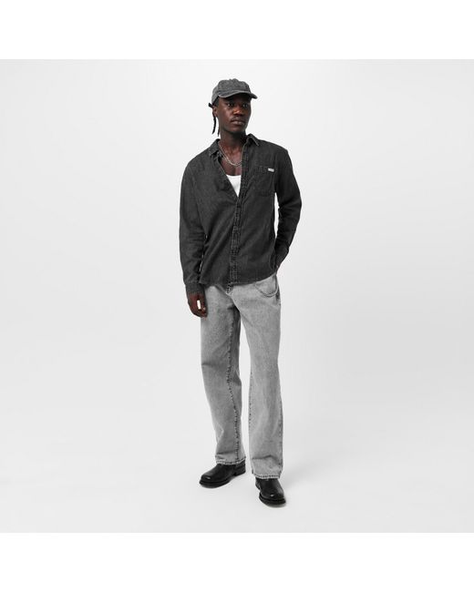 Calvin Klein Black Long Sleeve Denim Shirt for men