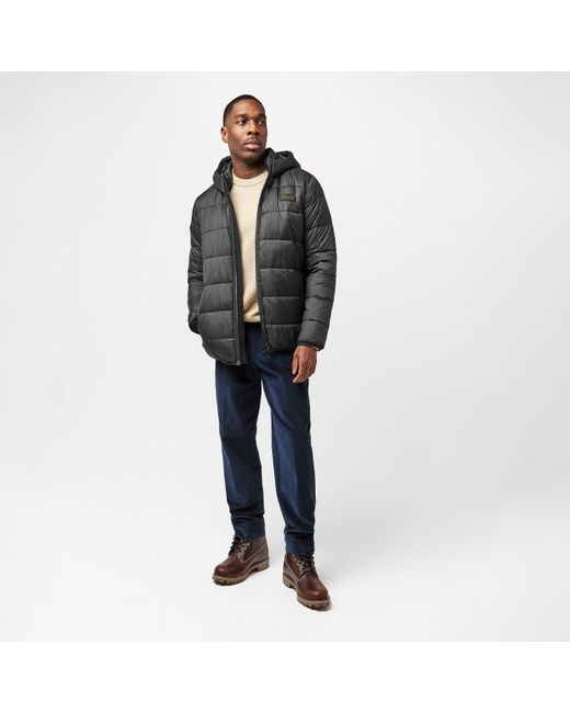 Barbour Black Bobber Quilted Fixed Hood Short Puffer Jacket for men