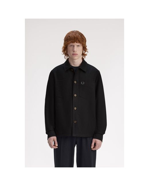Fred Perry Black Brushed Twill Overshirt for men