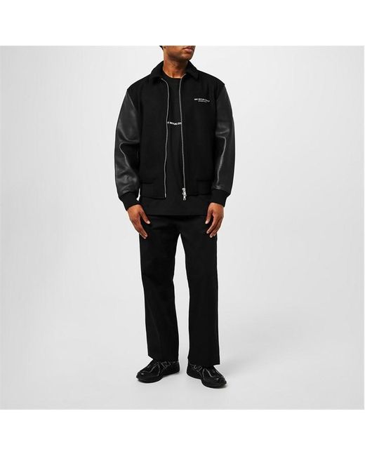 MKI Miyuki-Zoku Black Ndm Leather Varsity Jacket for men