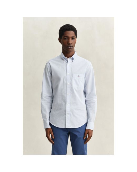 Gant White Gingham Long Sleeve Patterned Shirt for men