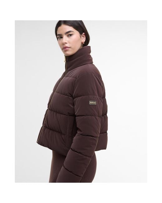Barbour Brown Hudson Faux Velvet Long Sleeve Short Puffer Jacket